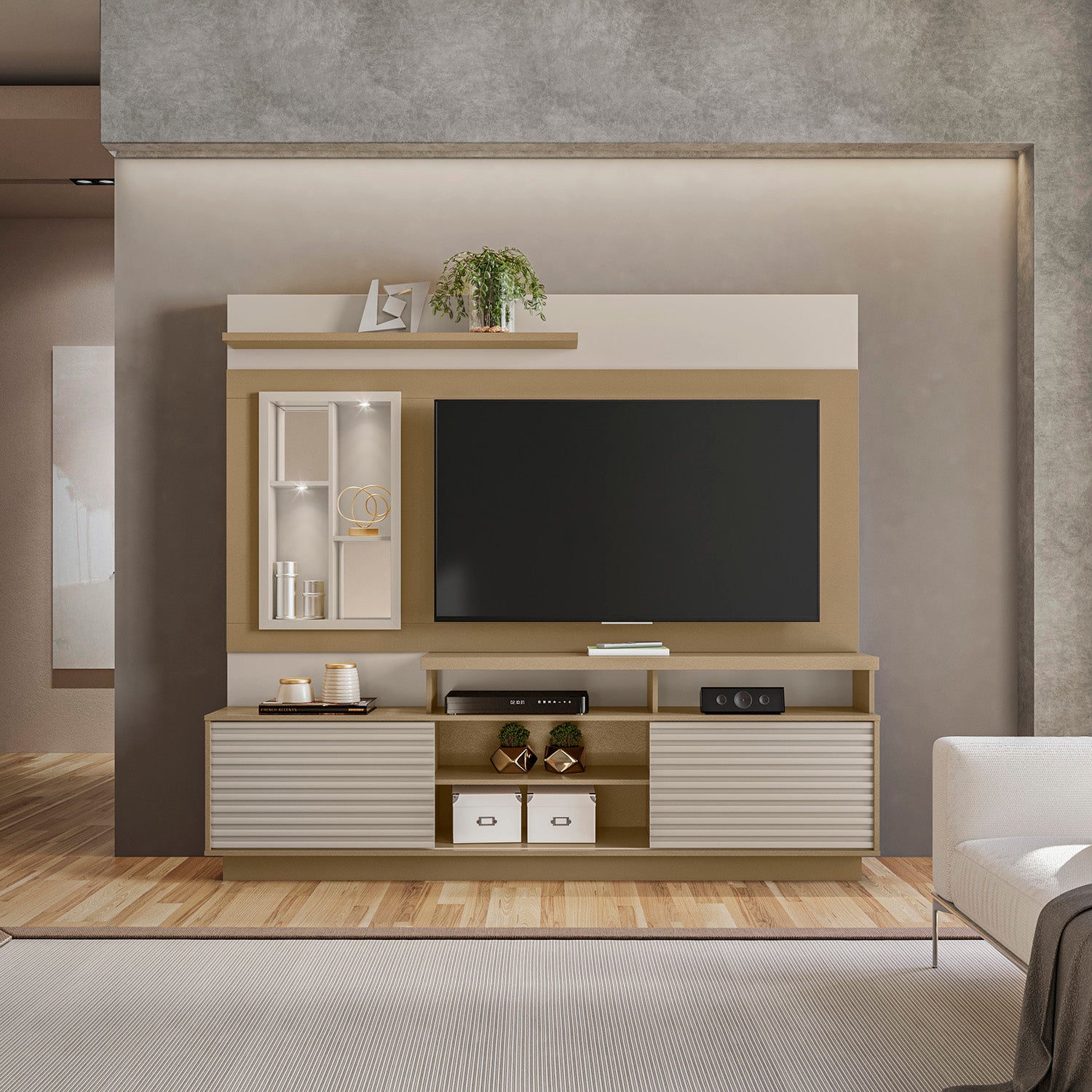 Centro de Entretenimiento Marcus Off White, Champaña 200X181X38