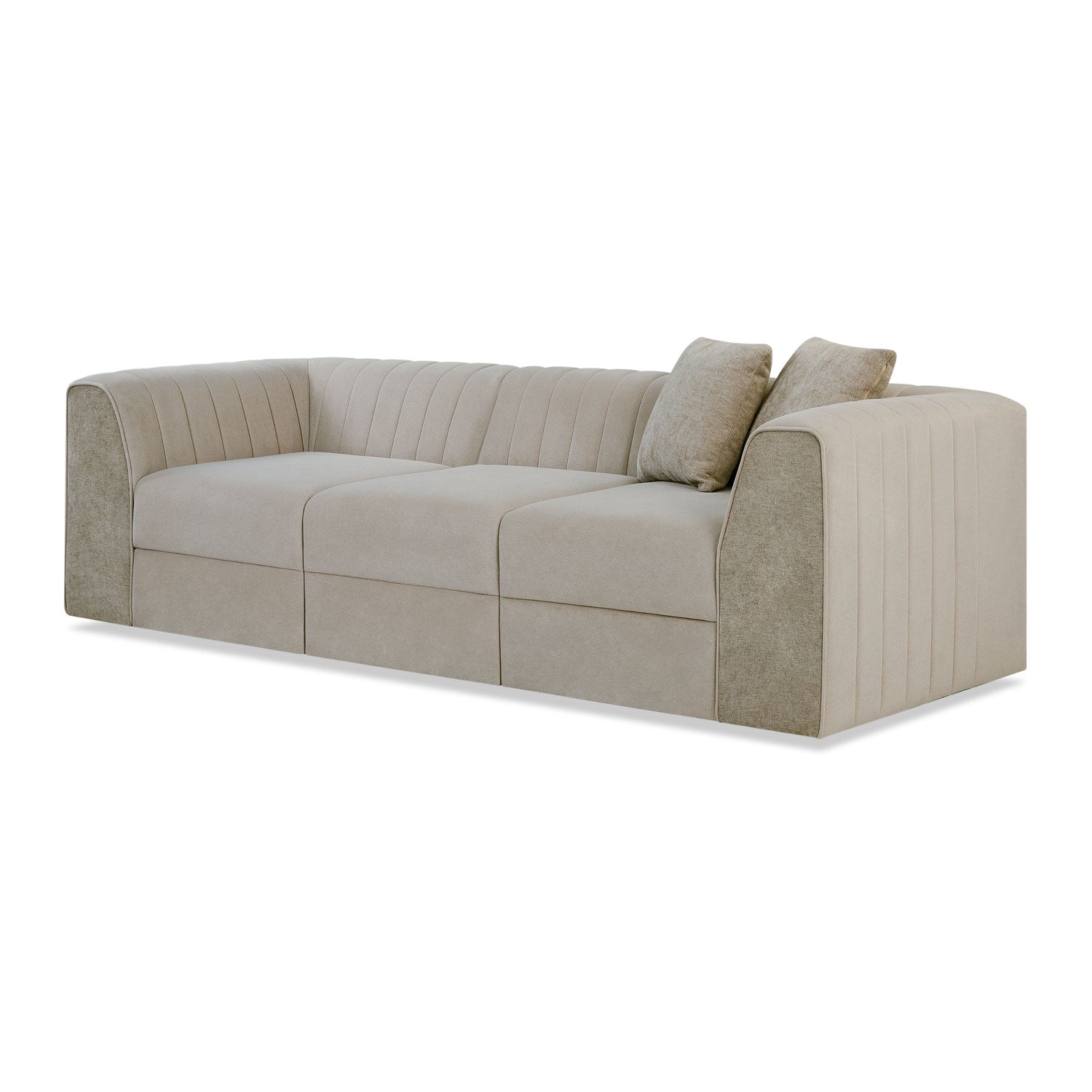 Juego De Sala Tiana Velvet Plush Taupe, Champaña