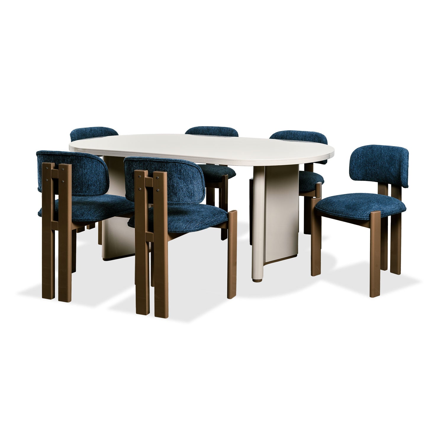 Comedor 6 Puestos Sienna Microfibra Dossier Navy, Capuchino