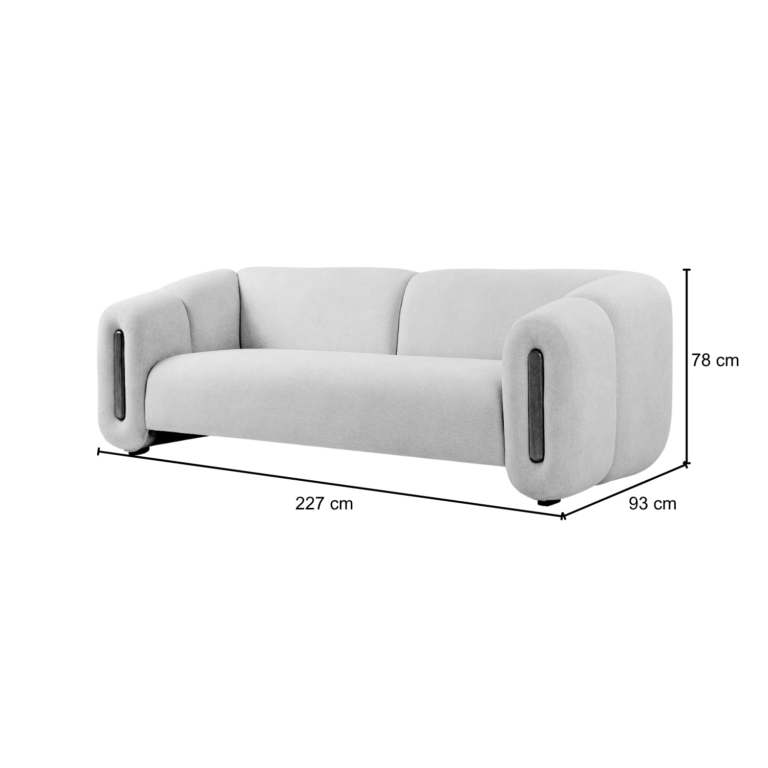 Sofá 3 Puestos Sienna Velvet Provenza Vainilla, Capuchino