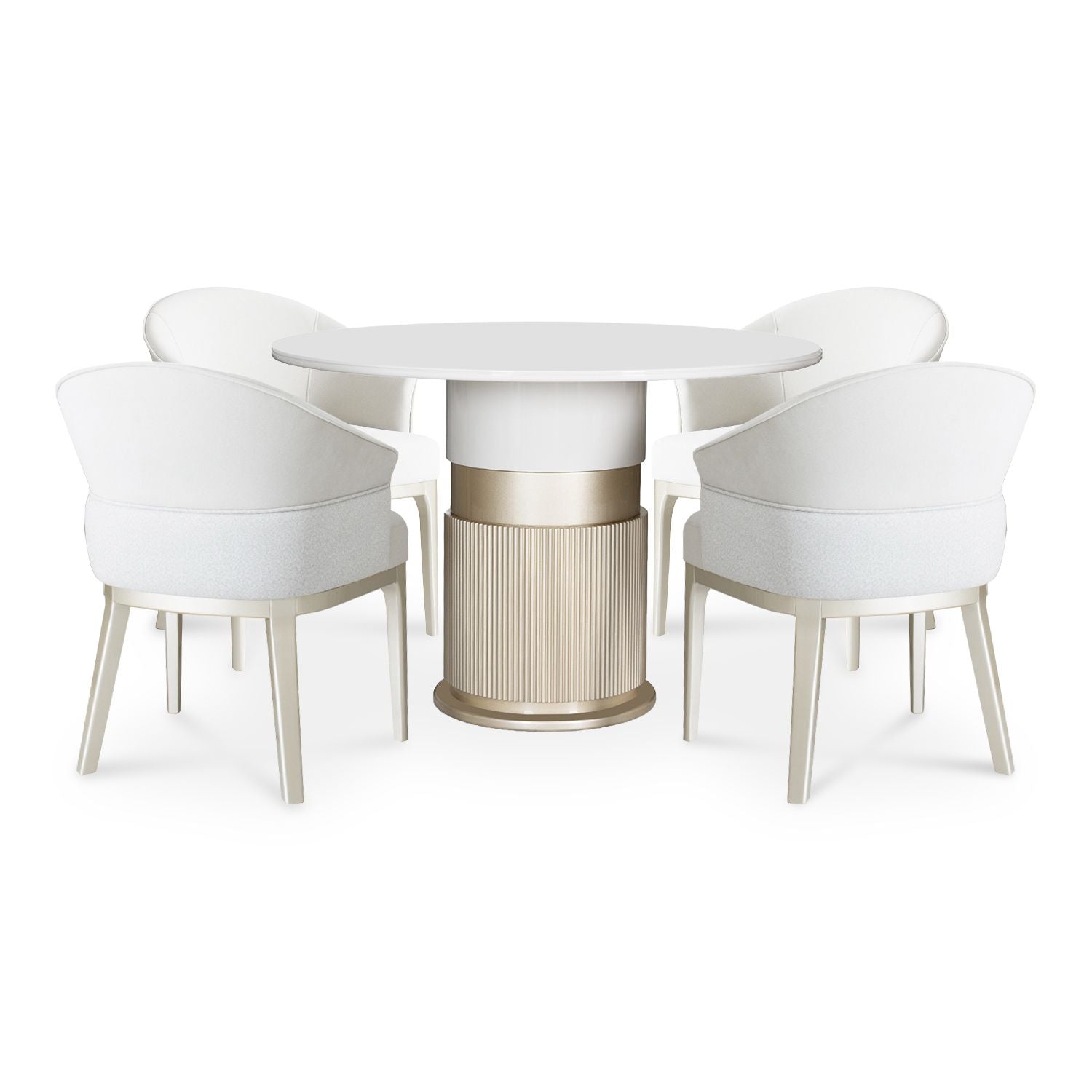 Comedor 4 Puestos Toscana Velvet Siena Marfil, Arena, Champaña y Off White