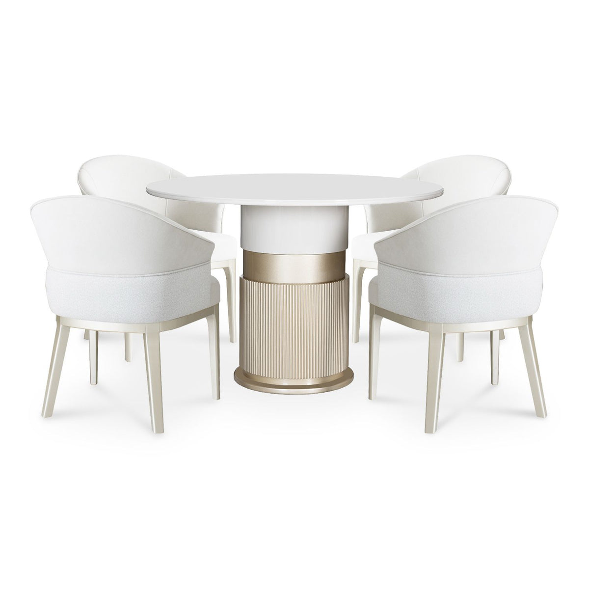 Comedor 4 Puestos Toscana Velvet Siena Marfil, Arena, Champaña y Off White