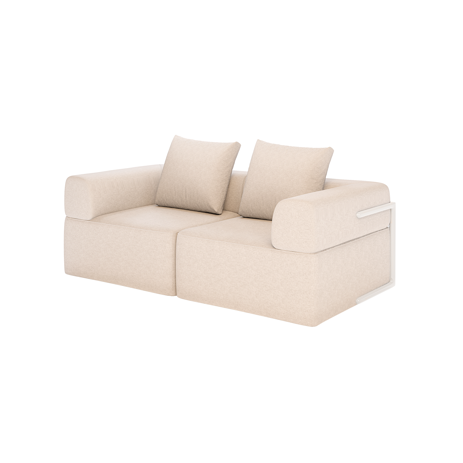 Sofá 2 Puestos Kanon Lino Touch Almendra, Off White