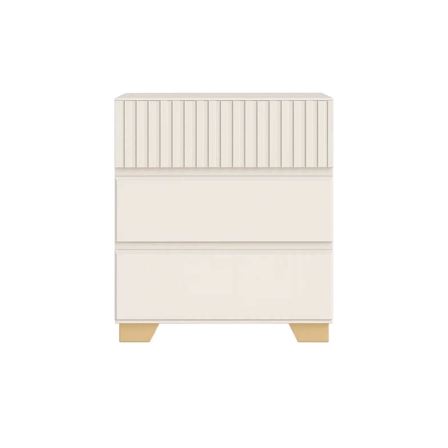 Mesa De Noche Texas Off White, Champaña 3 Gavetas