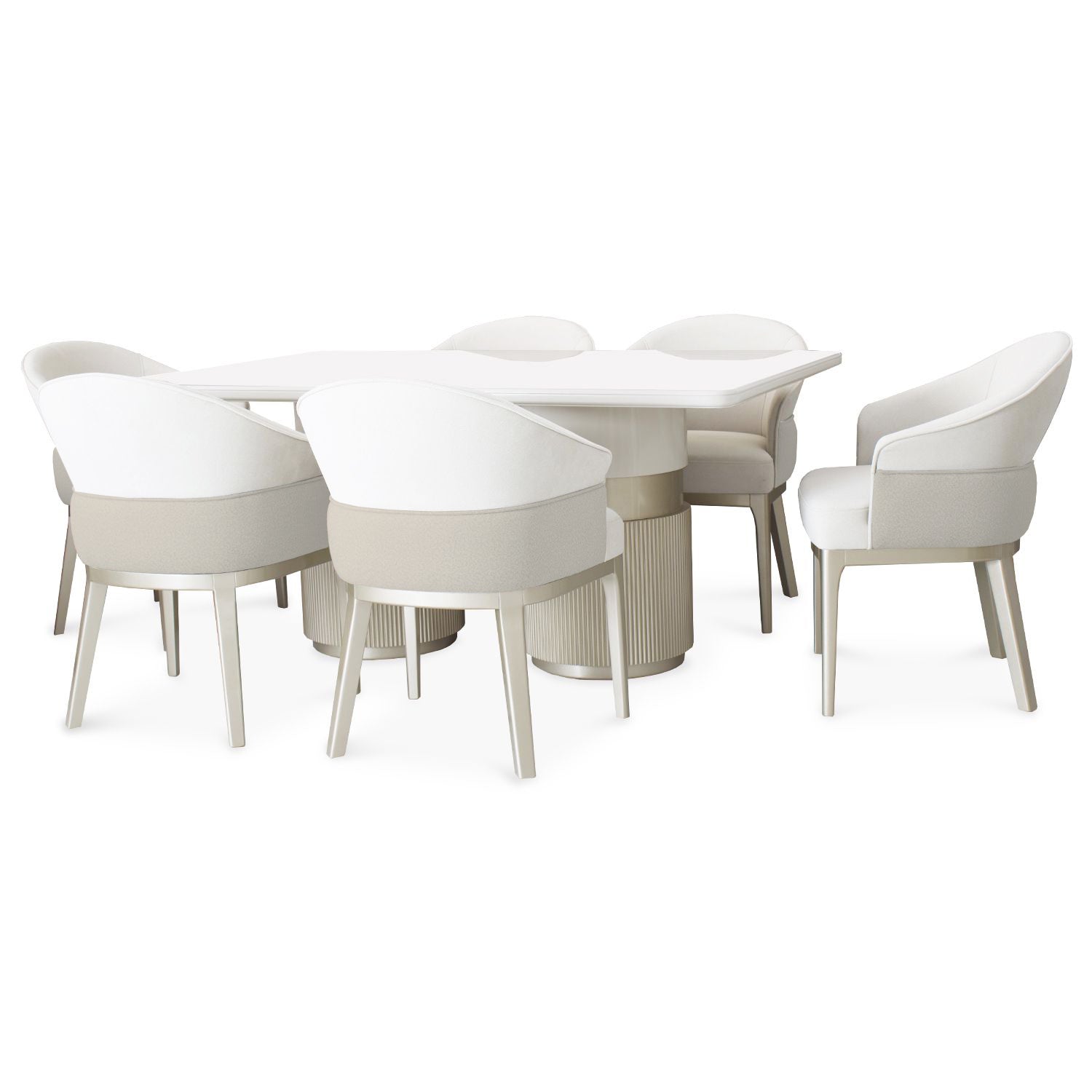 Comedor 6 Puestos Toscana Eurolino Blanco, Champaña