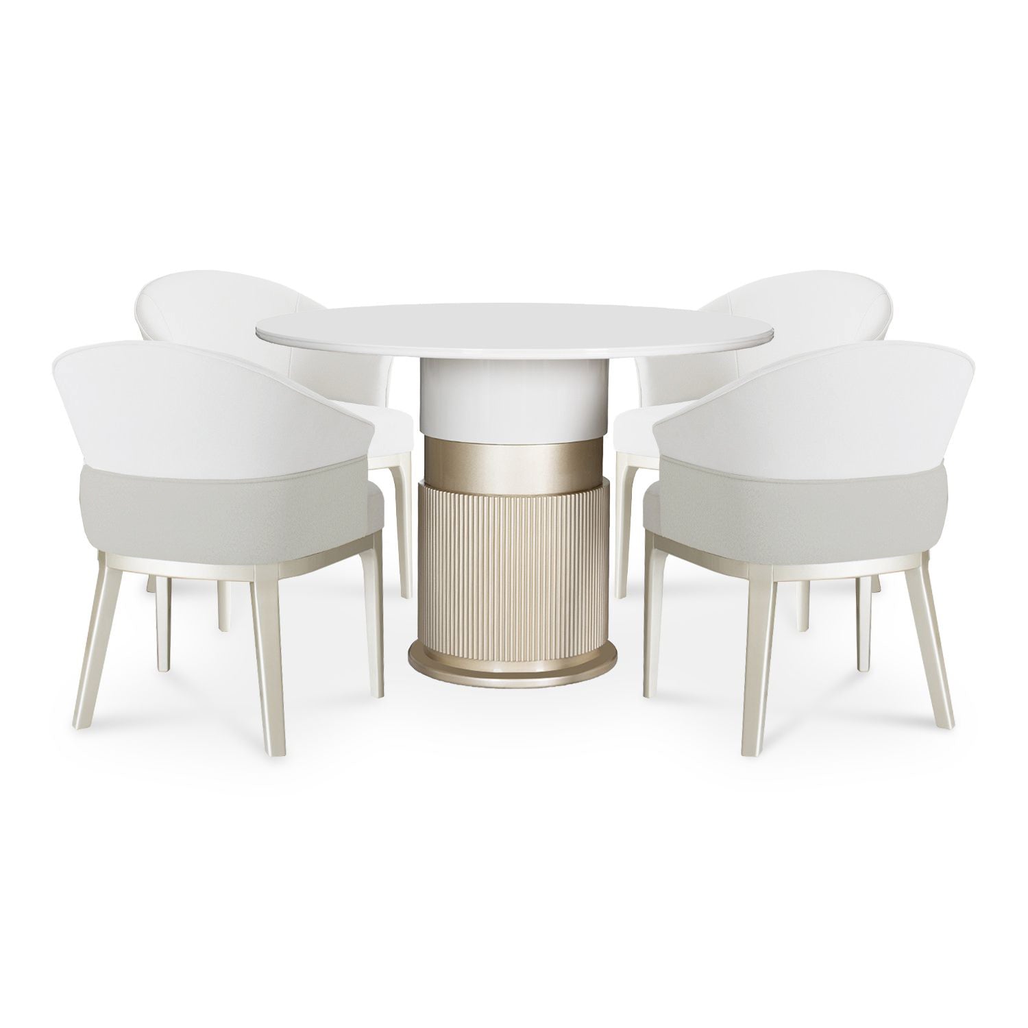 Comedor 4 Puestos Toscana Eurolino Blanco, Champaña