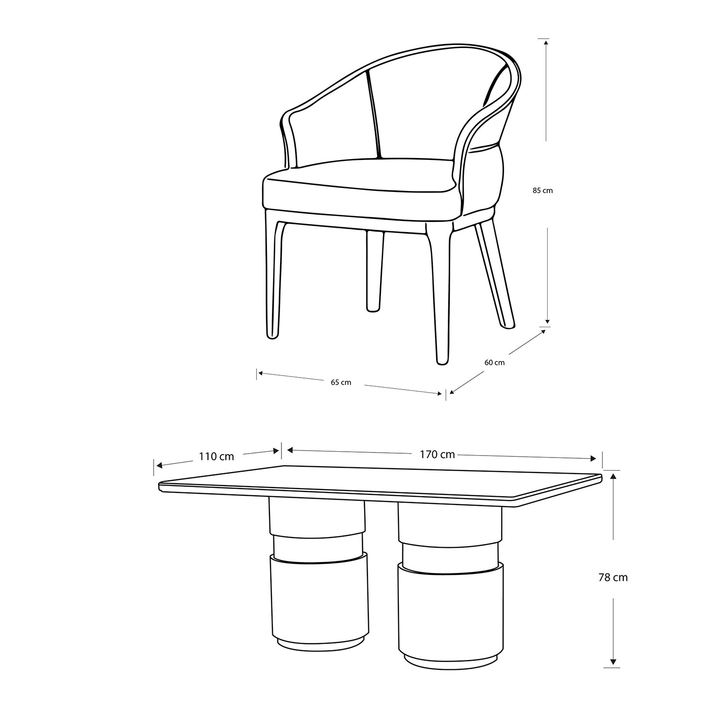 Comedor 6 Puestos Toscana Eurolino Blanco, Champaña