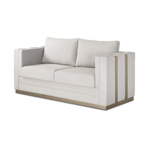 Sofá 2 Puestos Valenty Velvet Siena Marfil, Champaña