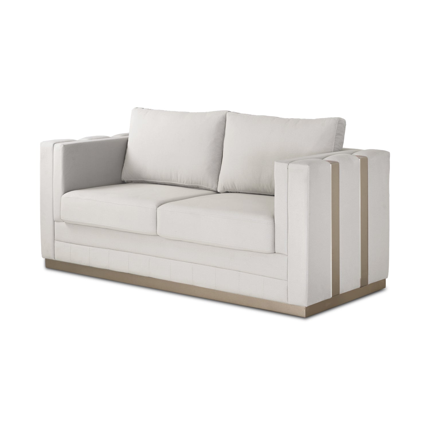 Sofá 2 Puestos Valenty Velvet Siena Marfil, Champaña