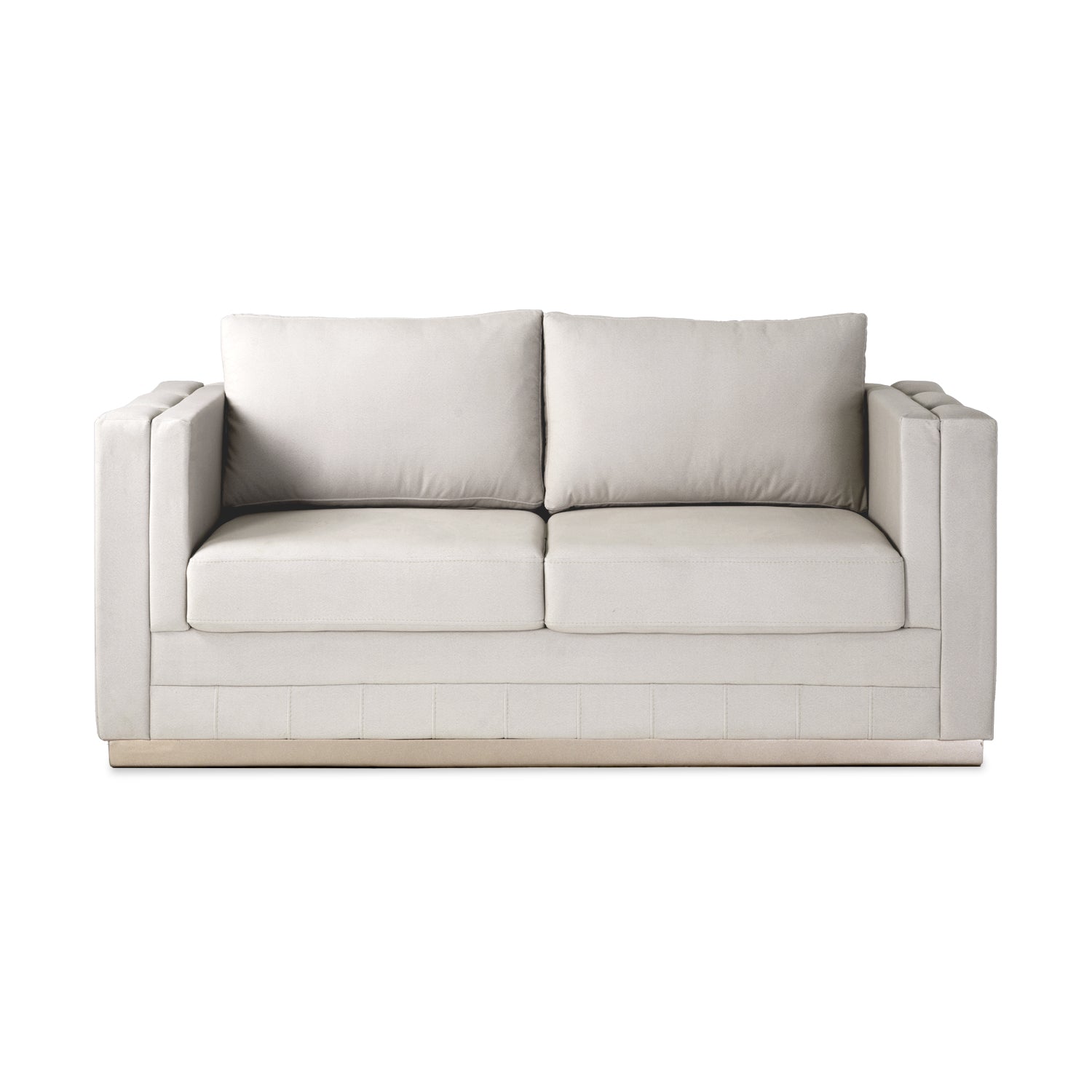 Sofá 2 Puestos Valenty Velvet Siena Marfil, Champaña