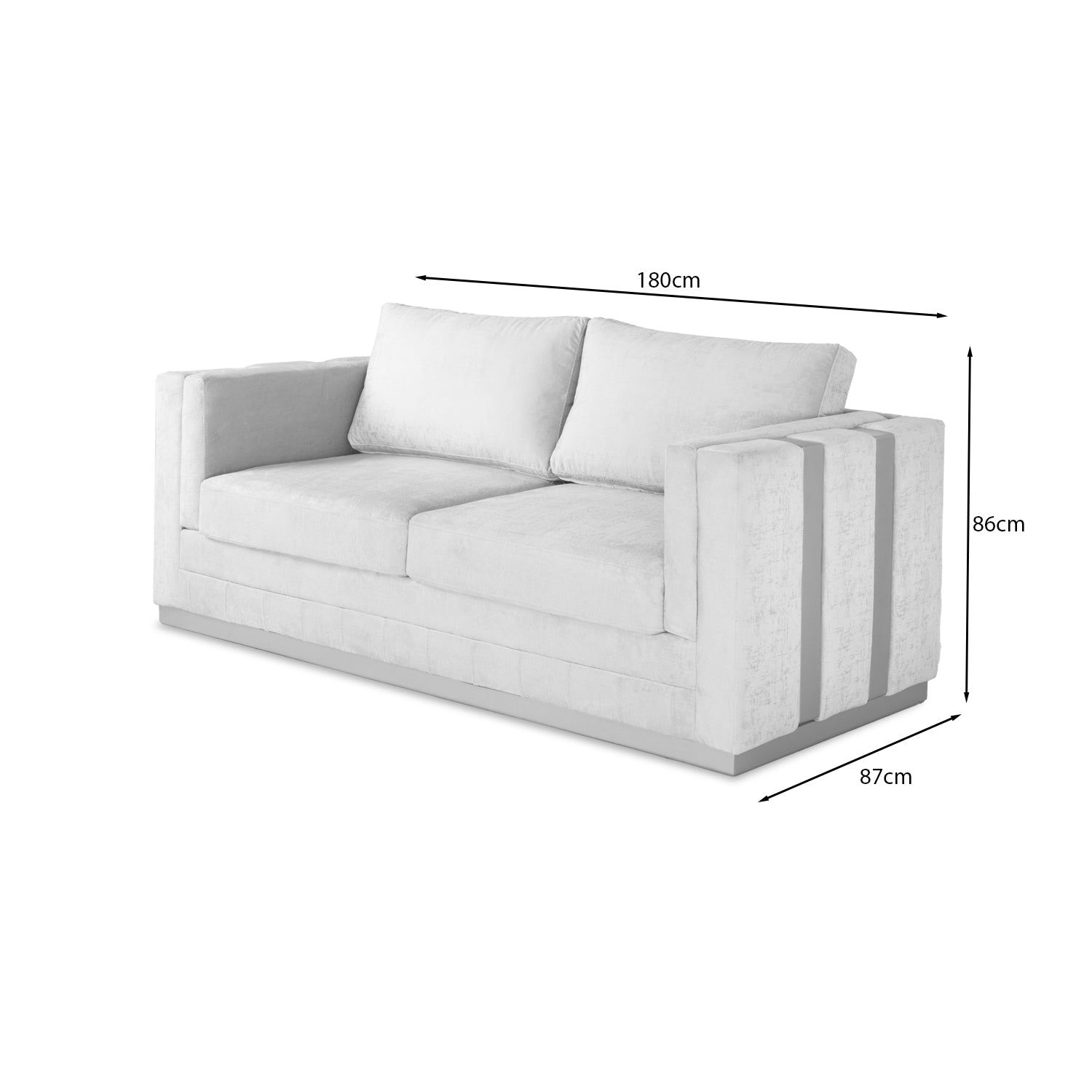 Sofá 2 Puestos Valenty Velvet Siena Marfil, Champaña