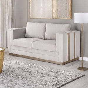 Sofá 2 Puestos Valenty Velvet Siena Marfil, Champaña