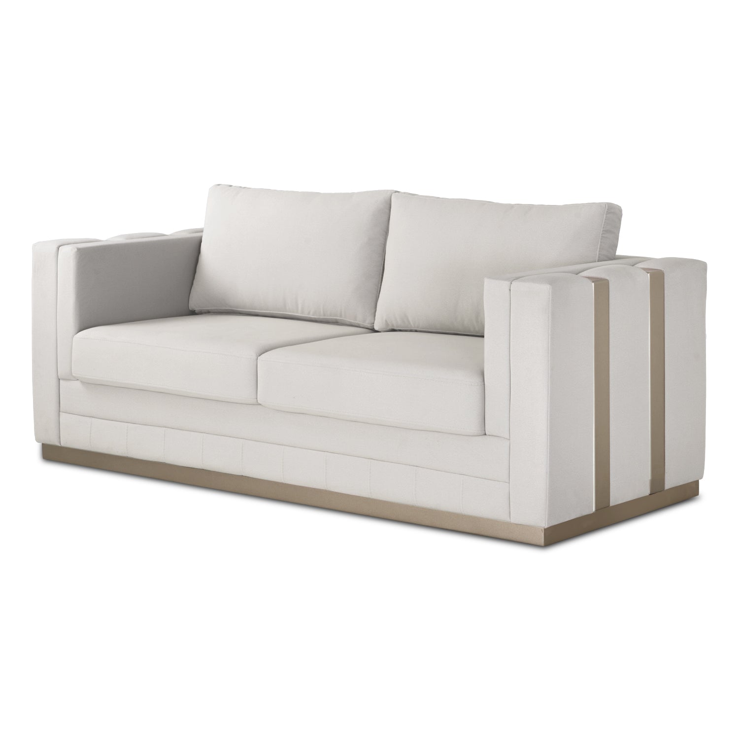Sofá 3 Puestos Valenty Velvet Siena Marfil, Champaña
