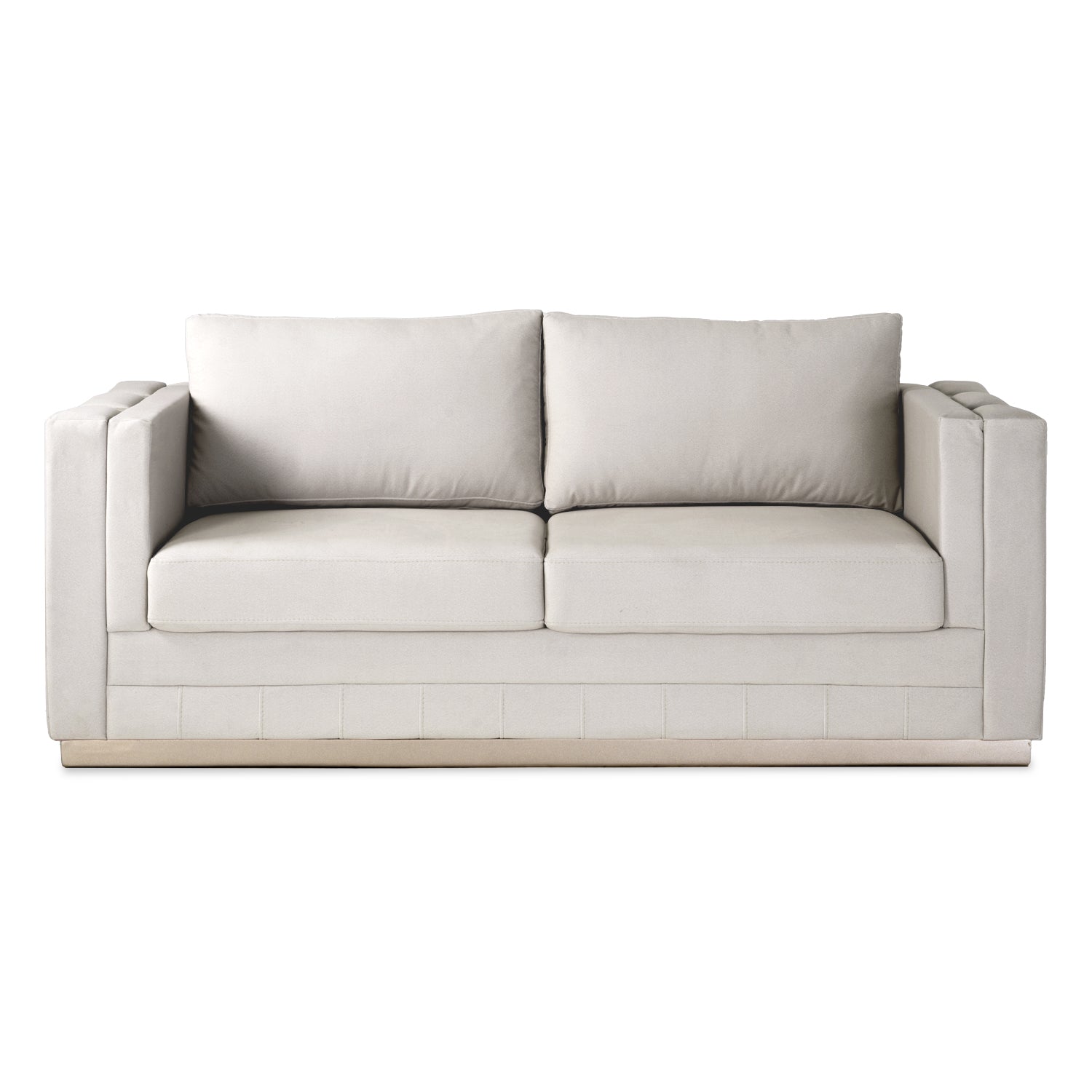 Sofá 3 Puestos Valenty Velvet Siena Marfil, Champaña