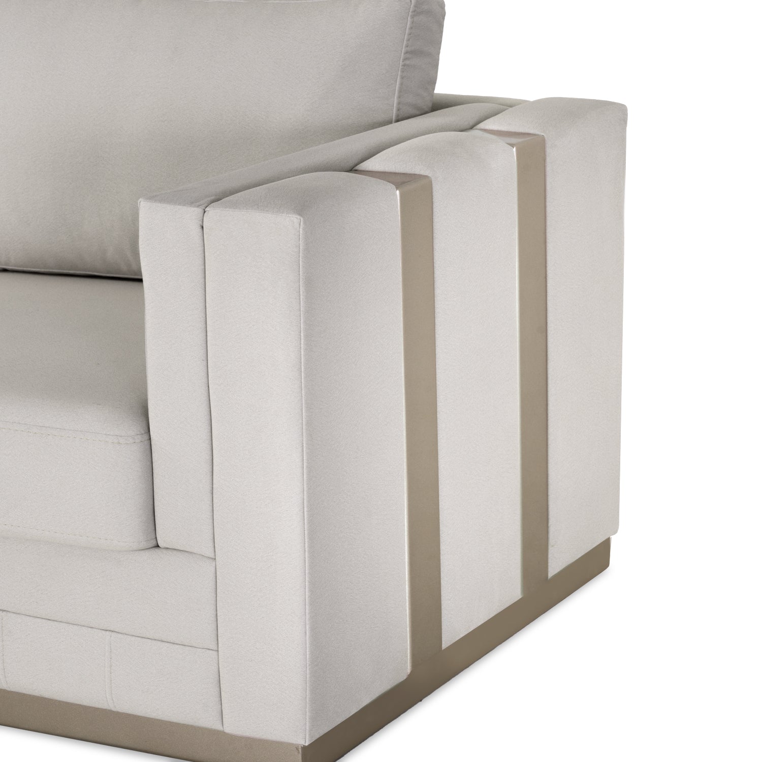 Sofá 3 Puestos Valenty Velvet Siena Marfil, Champaña