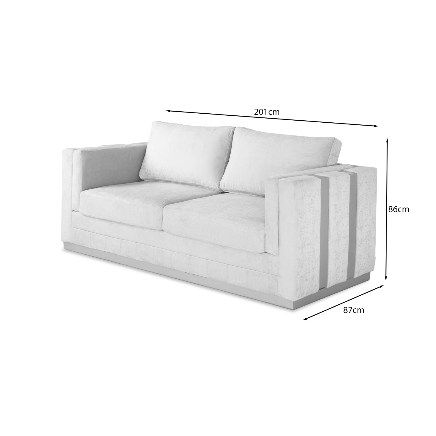 Sofá 3 Puestos Valenty Velvet Siena Marfil, Champaña