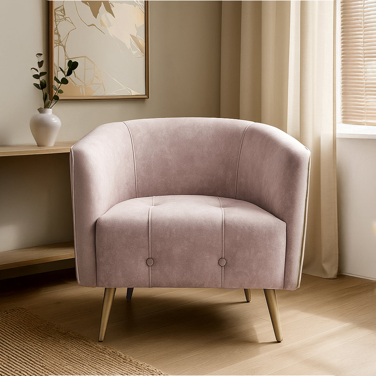 Poltrona Celeste Velvet Prisma Rosa, Champaña