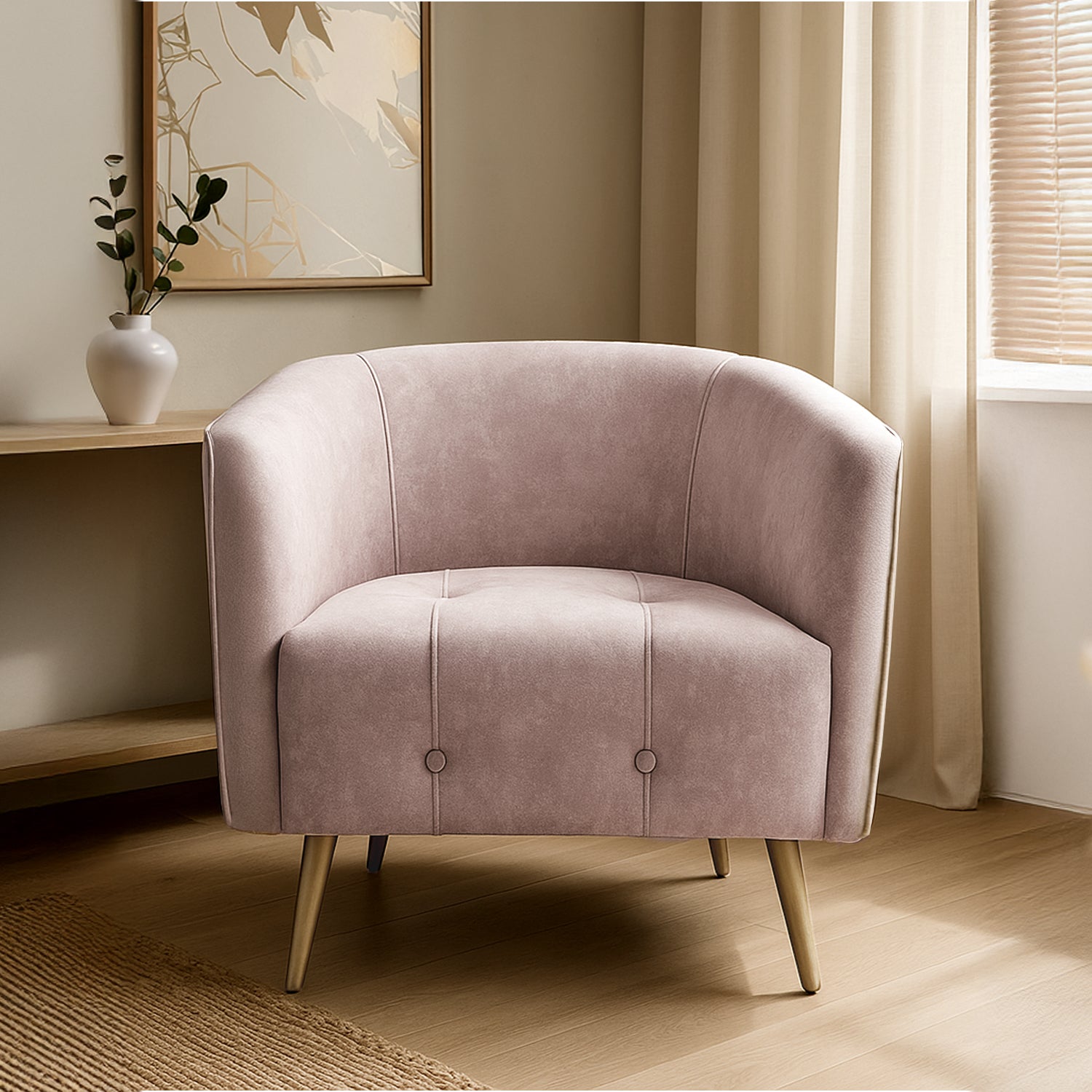 Poltrona Celeste Velvet Prisma Rosa, Champaña