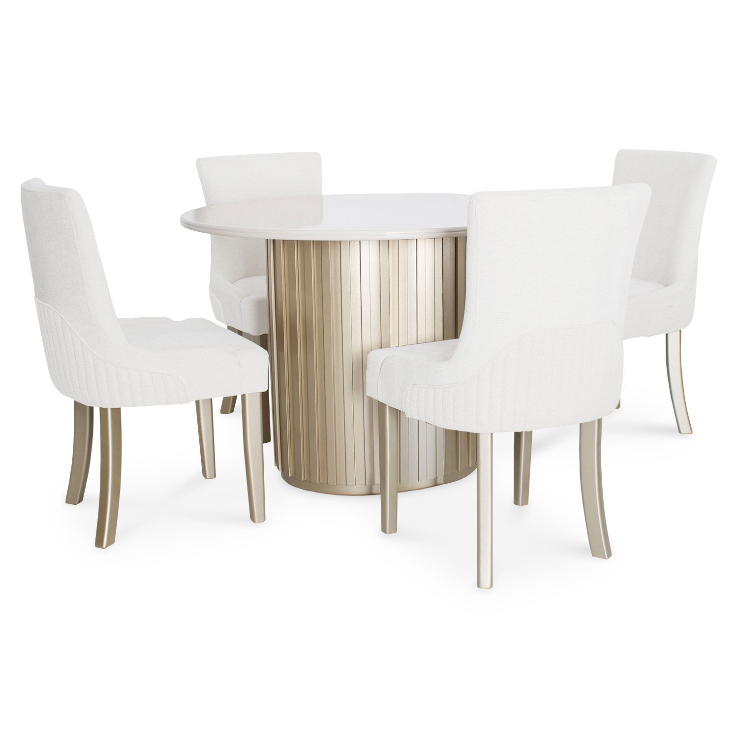 Comedor 4 Puestos Firence Eurolino Blanco Puro, Champaña