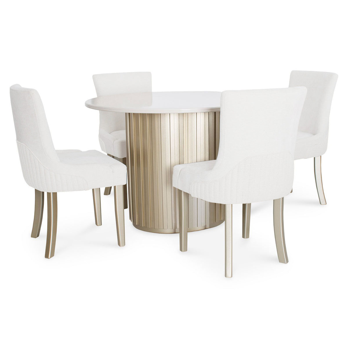 Comedor 4 Puestos Firence Eurolino Blanco Puro, Champaña