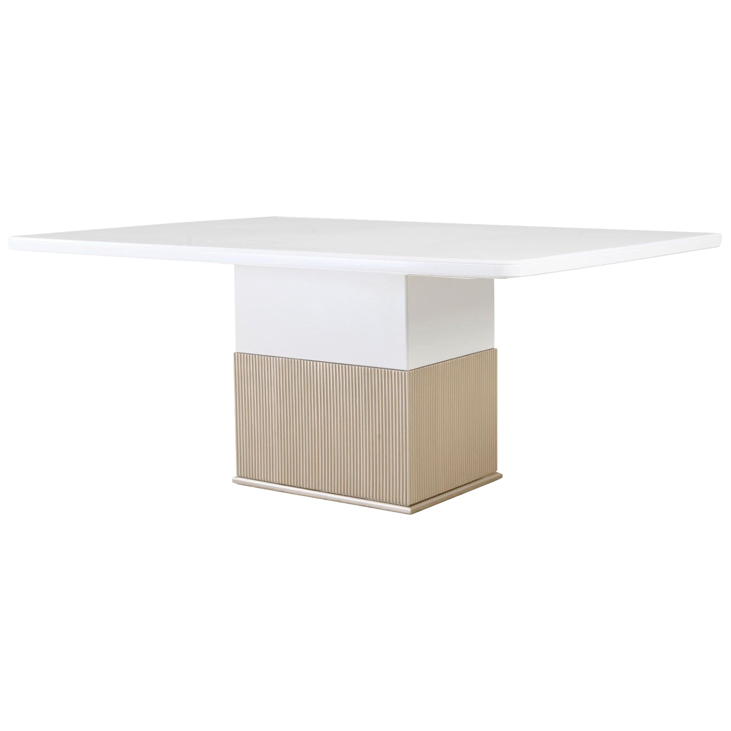 Mesa Comedor 8 Puestos Atlanta Blanco Perla, Champaña
