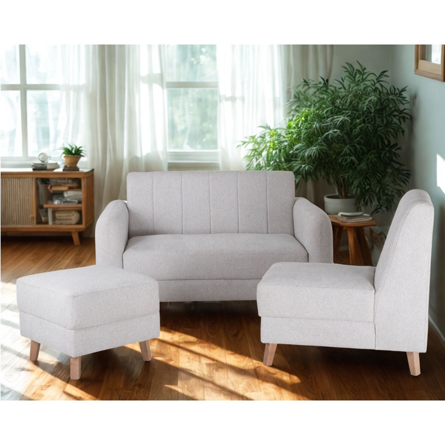Juego de Sala Alissa Lino Verona Beige, Natural
