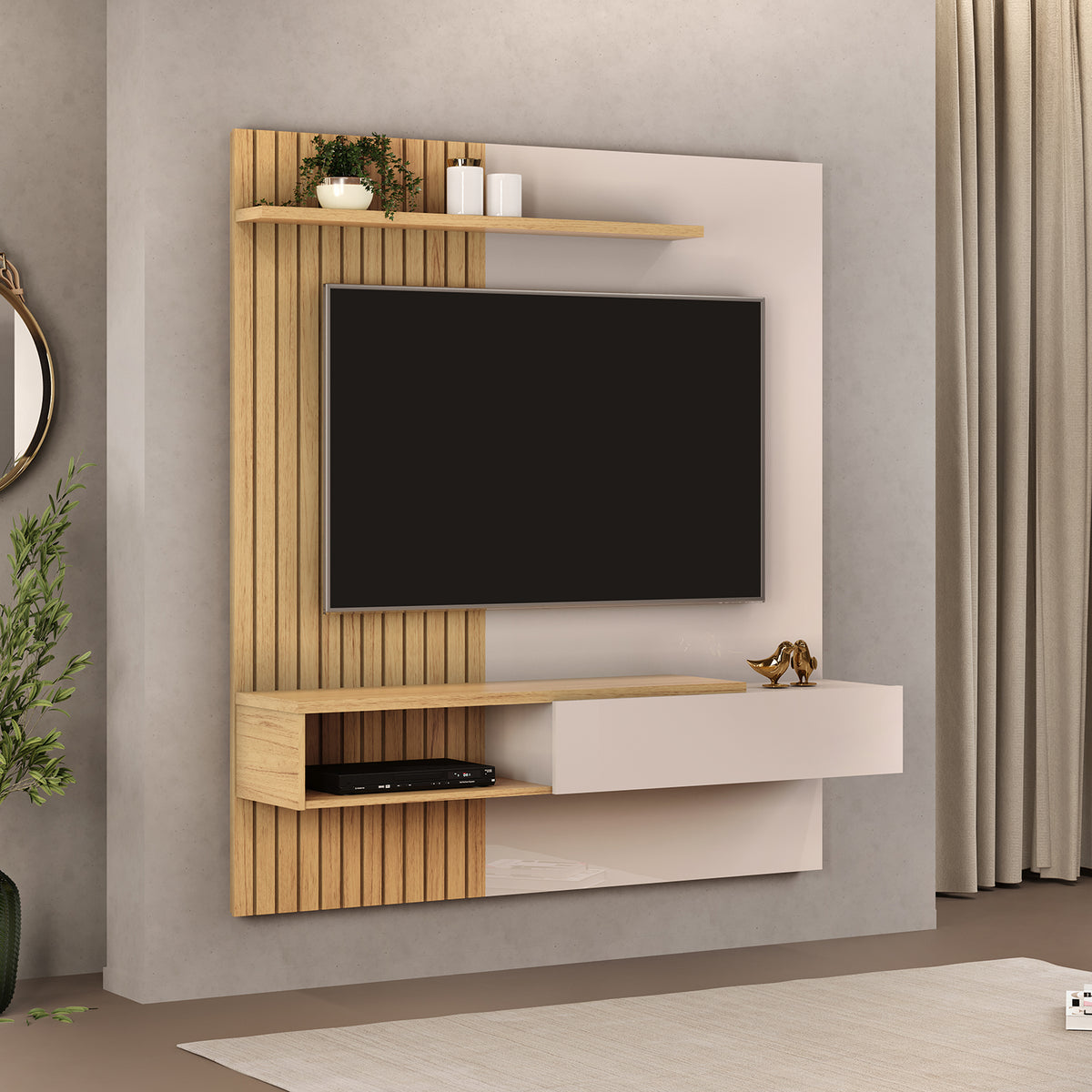 Panel de Tv Sari Natural, Off White 150X164