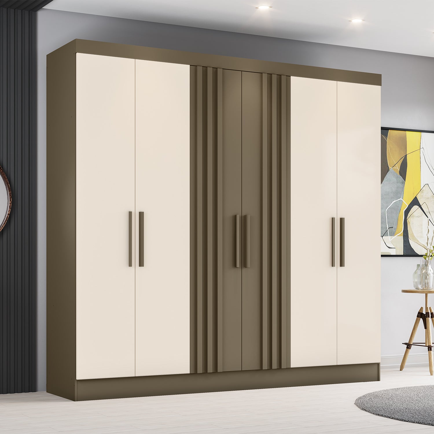 Closet Otto 200X210X47 Taupe, Off White