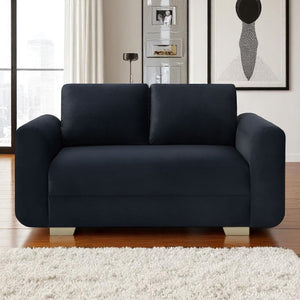 Sofá 2 Puestos Milu Velvet Navy, Champaña