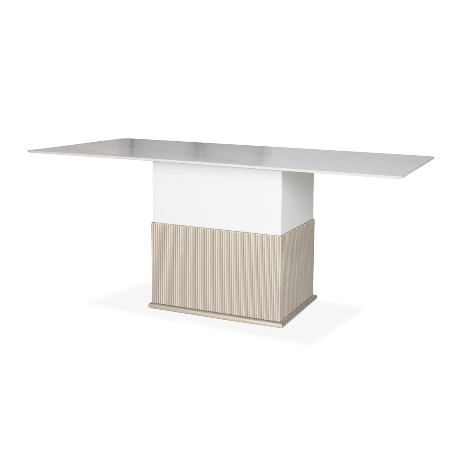 Comedor 6 Puestos Atlanta Eurolino Blanco, Champaña Base Para Vidrio