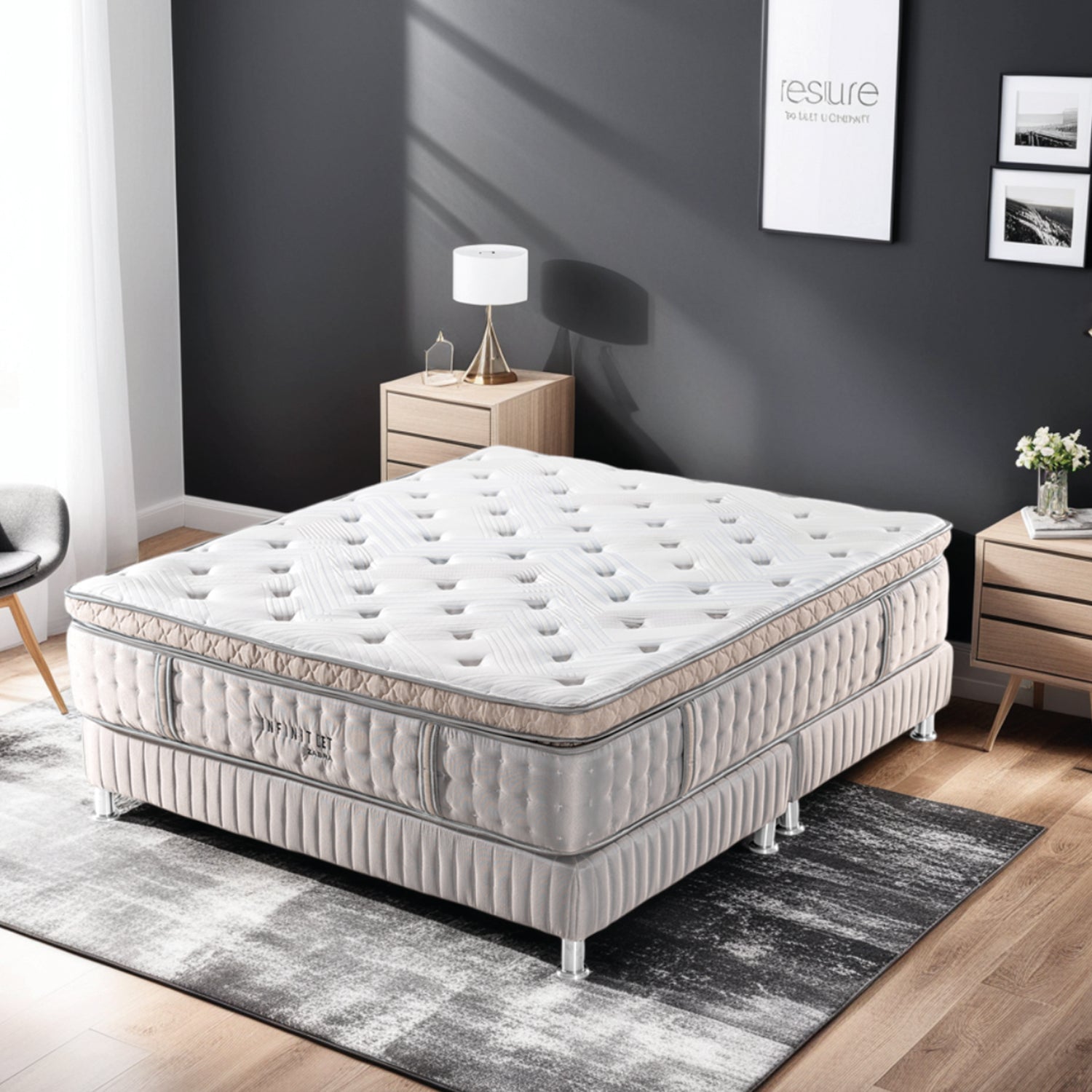 Colchón Doble Infinit Euro Top 140x190 + Somier Energy Beige Par