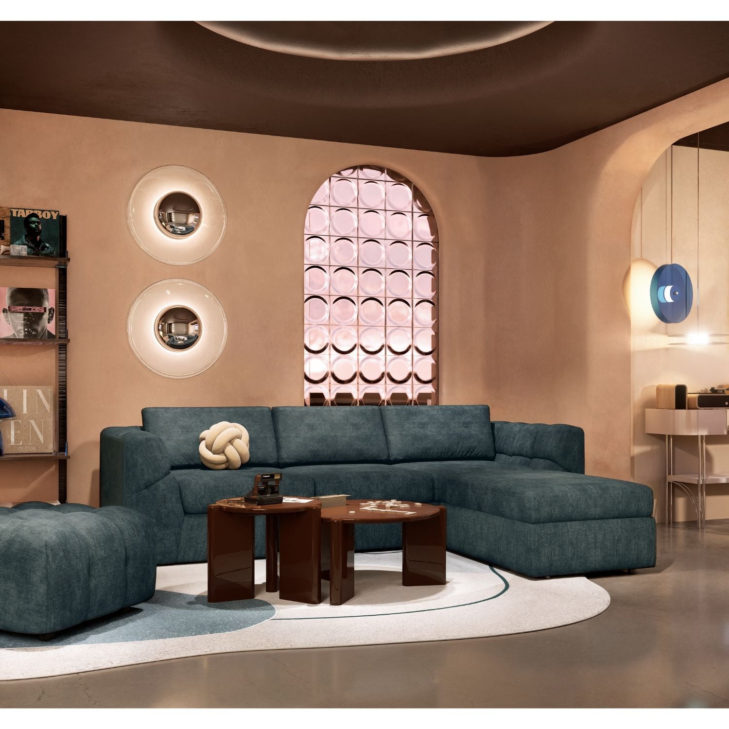 Sala Funcional Oklam Chenille Koi Indigo