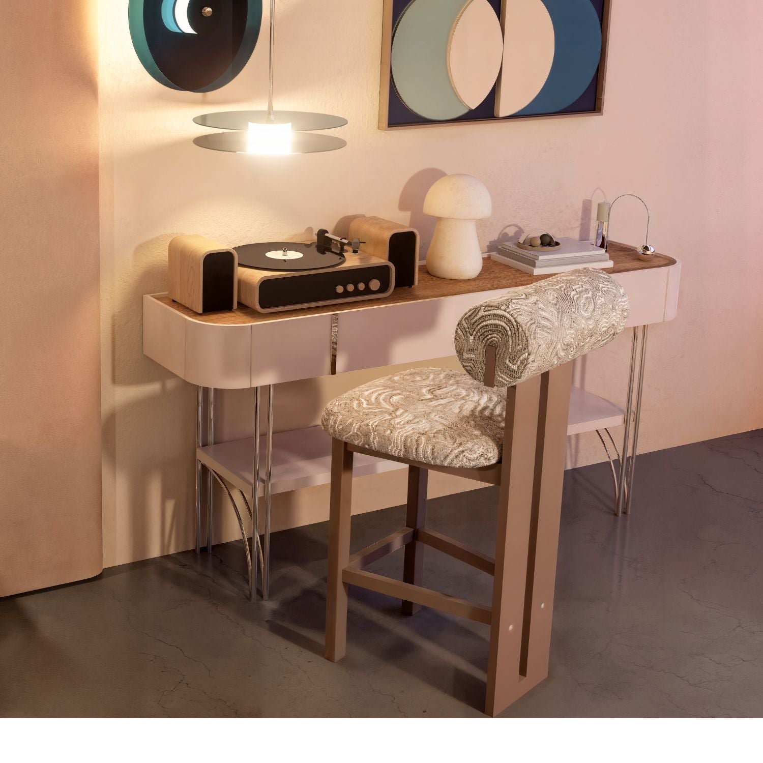 Silla Para Barra Nova Cardif Almond, Capuchino