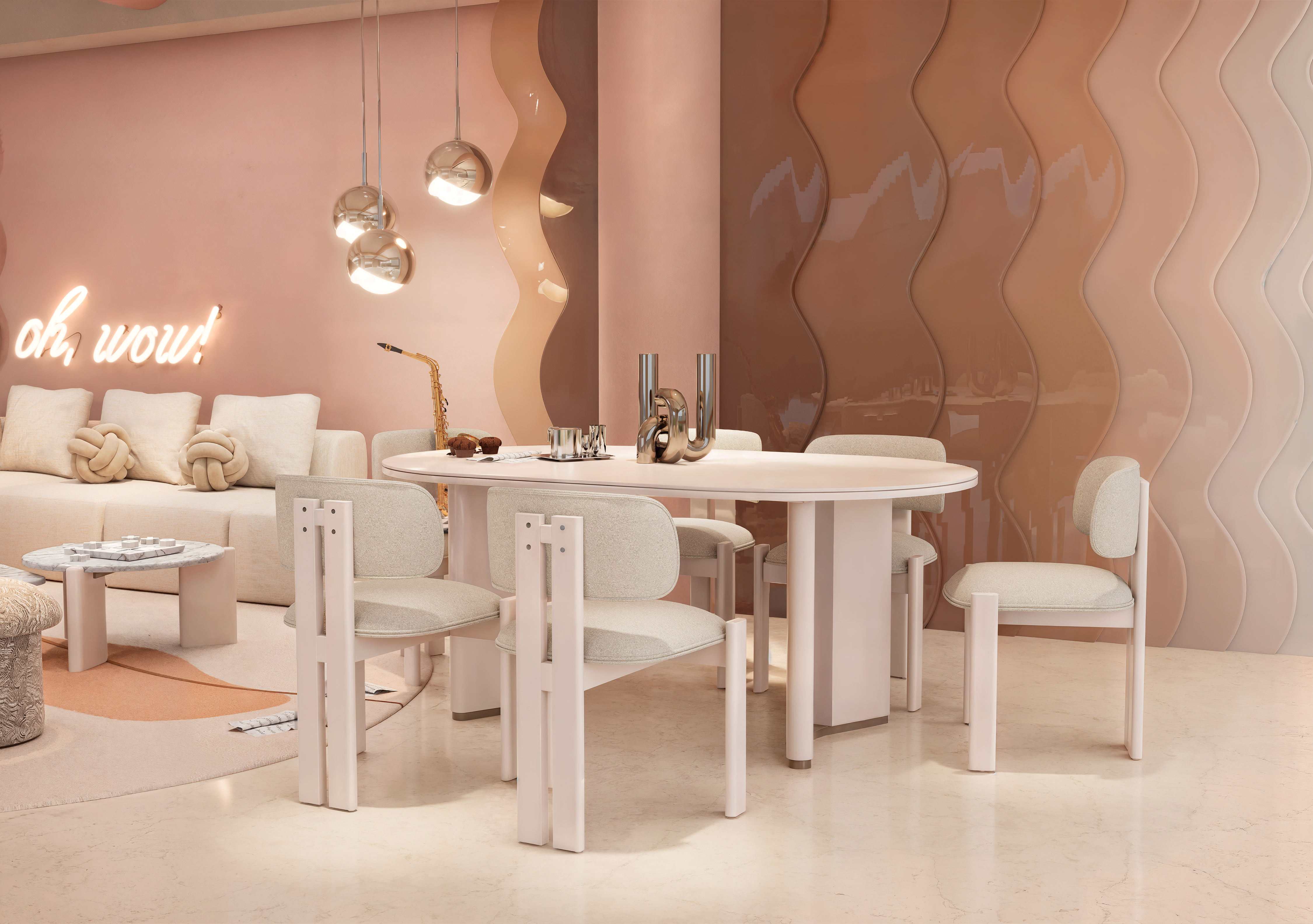 Comedor 4 Puestos Sienna Velvet Serena Cocoa, Latte