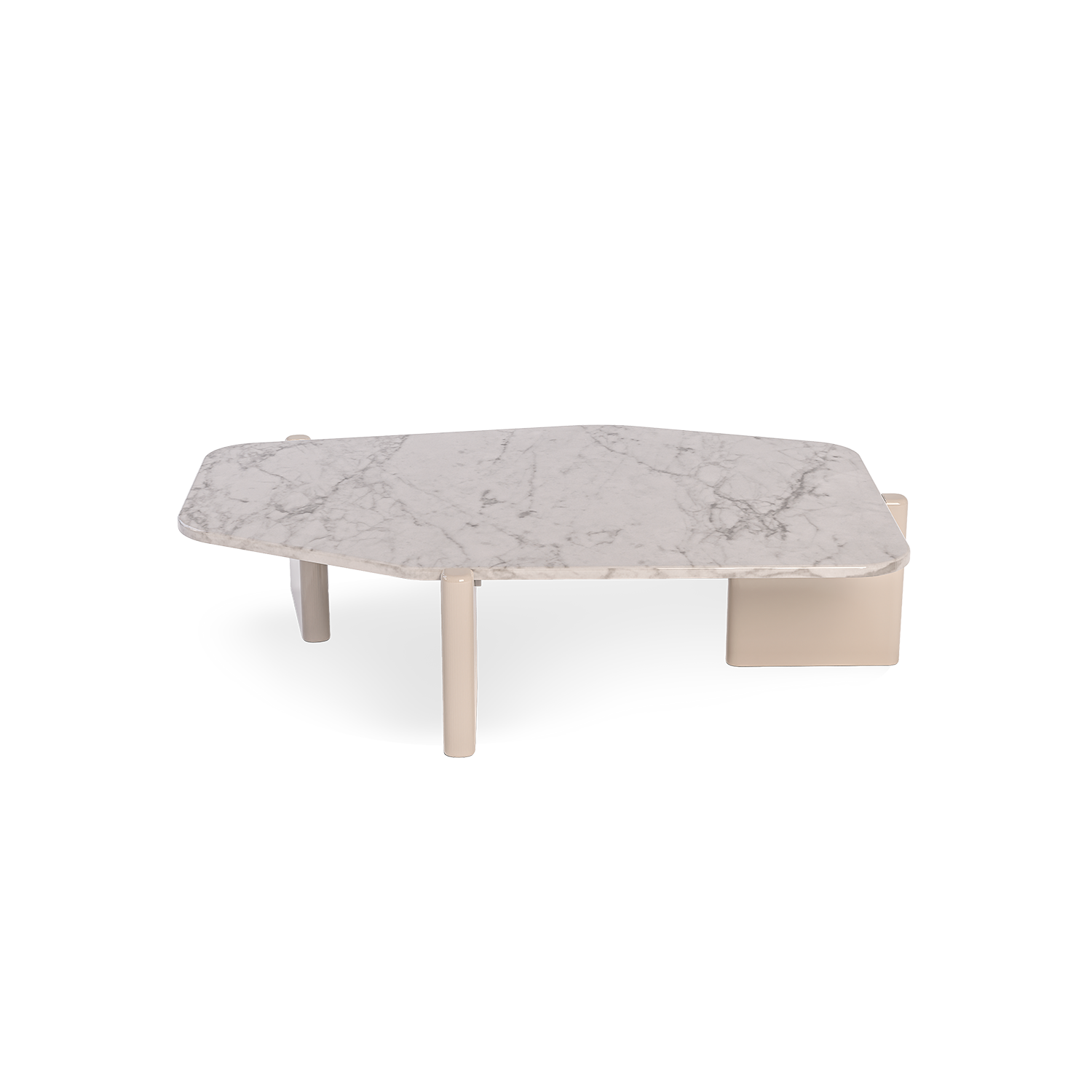 Mesa De Centro Oklam Asimétrica Marmolado, Latte