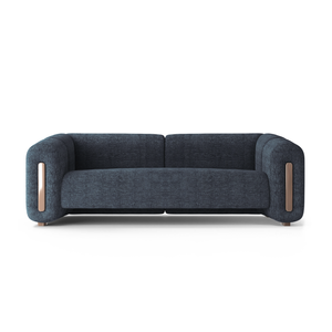 Sofá 2 Puestos Sienna Microfibra Dossier Navy, Capuchino