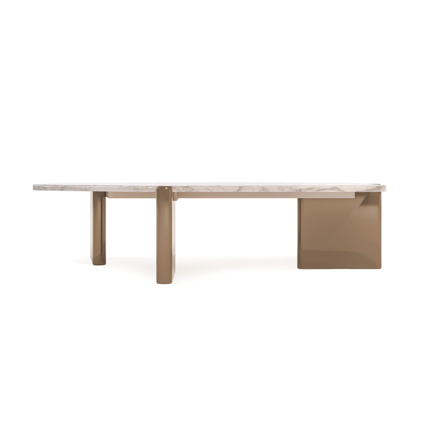 Mesa De Centro Oklam Asimétrica  Marmolado, Capuchino