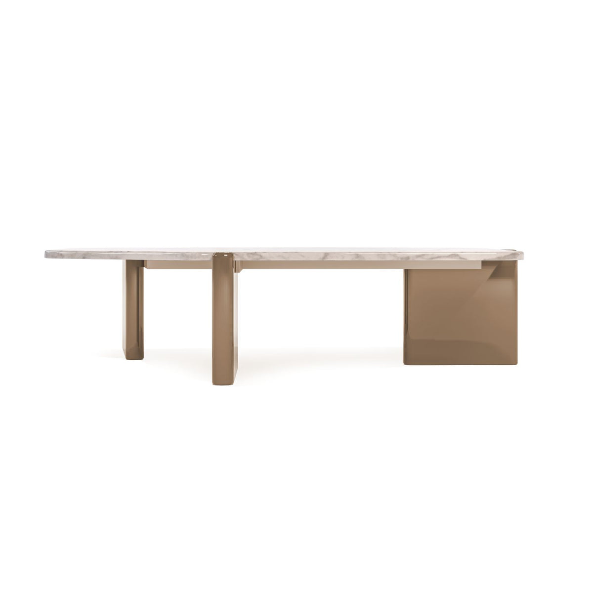 Mesa De Centro Oklam Asimétrica  Marmolado, Capuchino