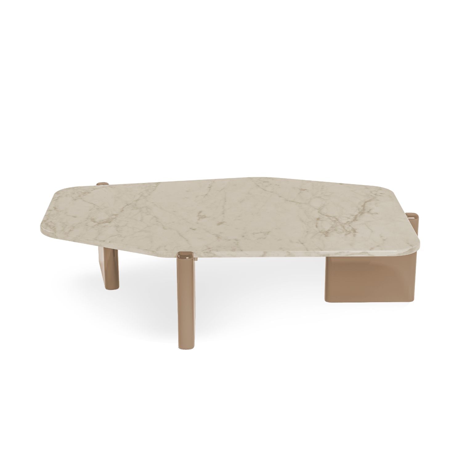 Mesa De Centro Oklam Asimétrica  Marmolado, Capuchino