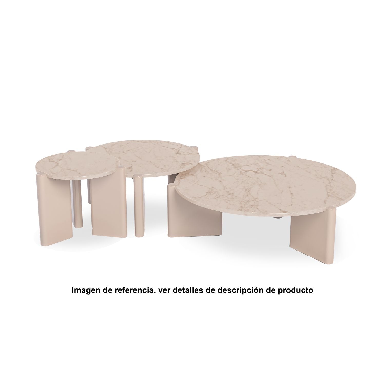 Mesa De Centro Oklam Redonda 60 Marmolado, Latte