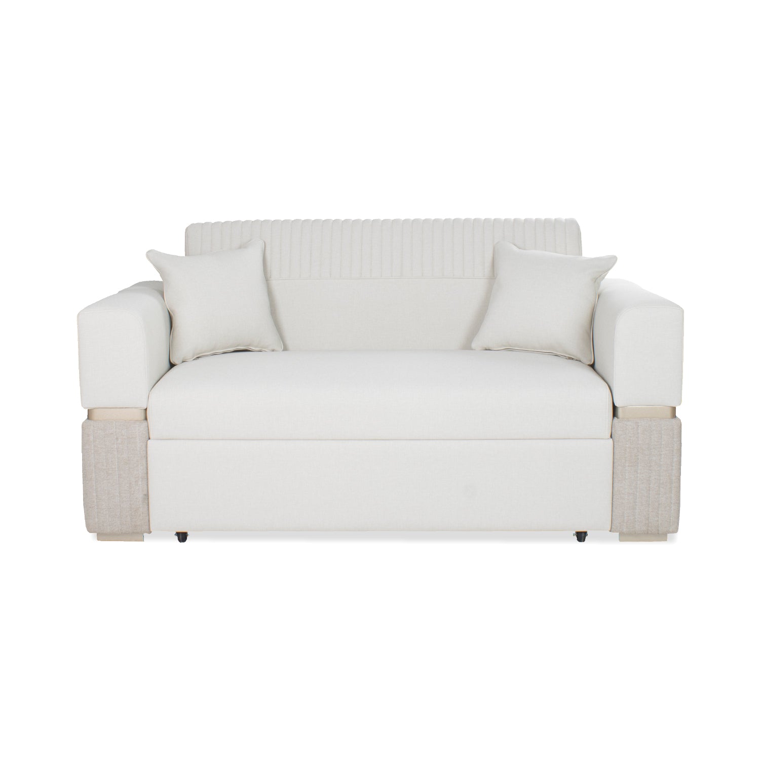Sofá Cama Dhara Eurolino Blanco Puro, Champaña 175 cm