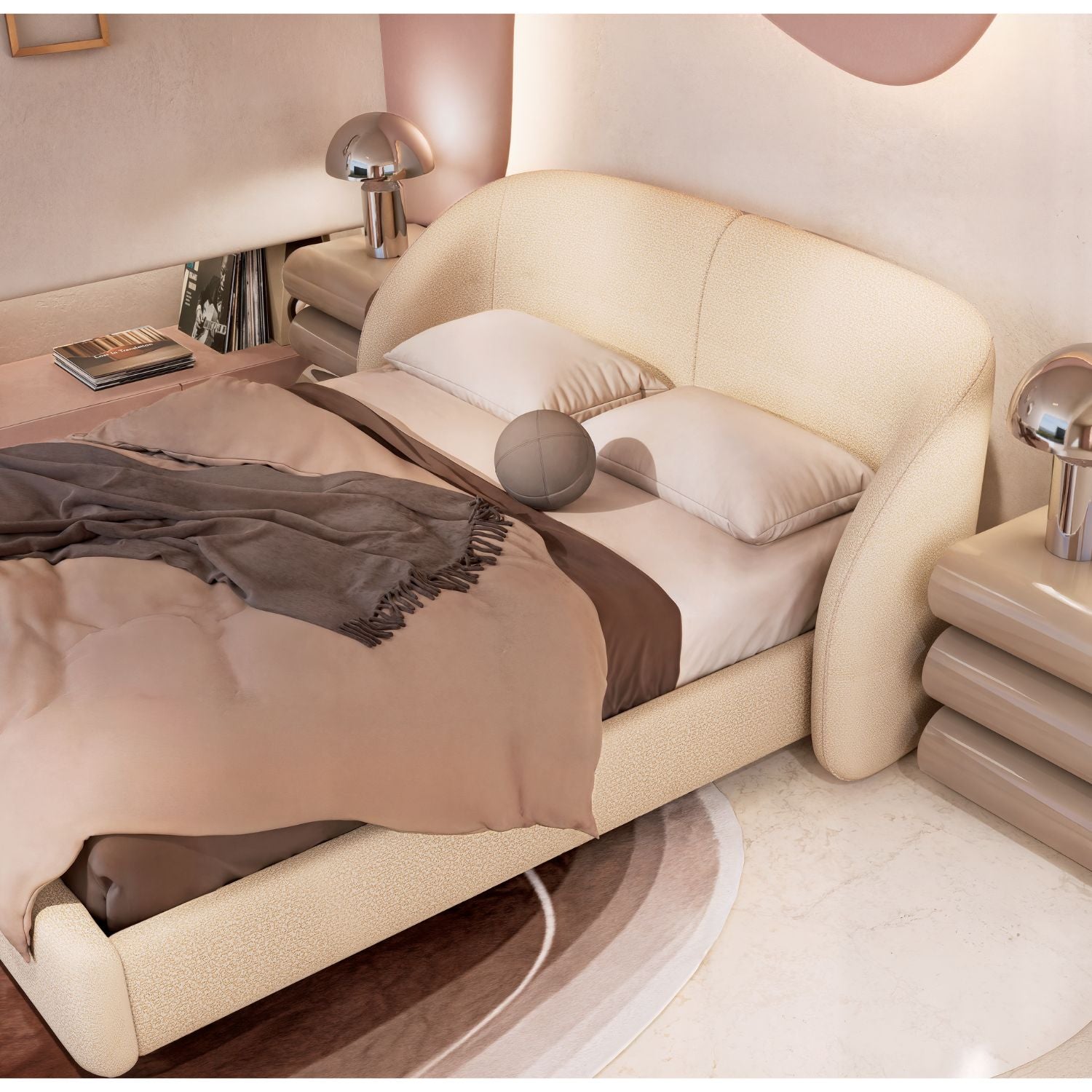 Cama Queen Sienna Eurolino Boucle Arena