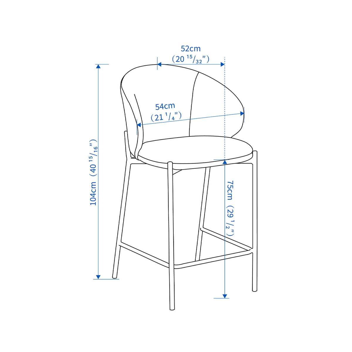 Silla Para Barra  Bruce Arena 52X54X104 (75Cm)