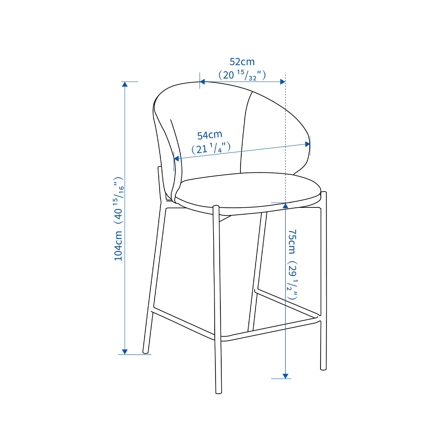 Silla Para Barra  Bruce Arena 52X54X104 (75Cm)