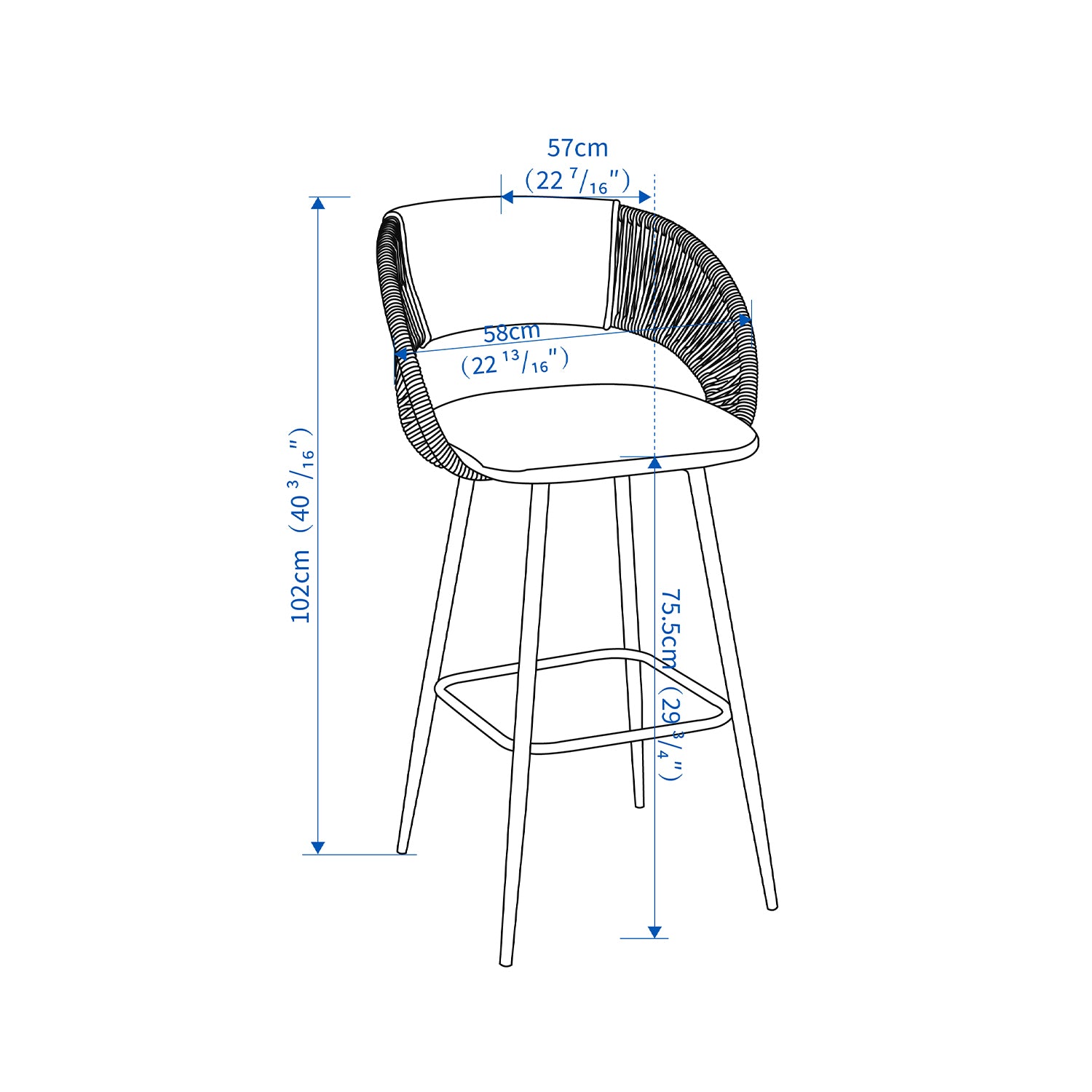 Silla Para Barra Lety Verde 58X58X105 (78Cm)