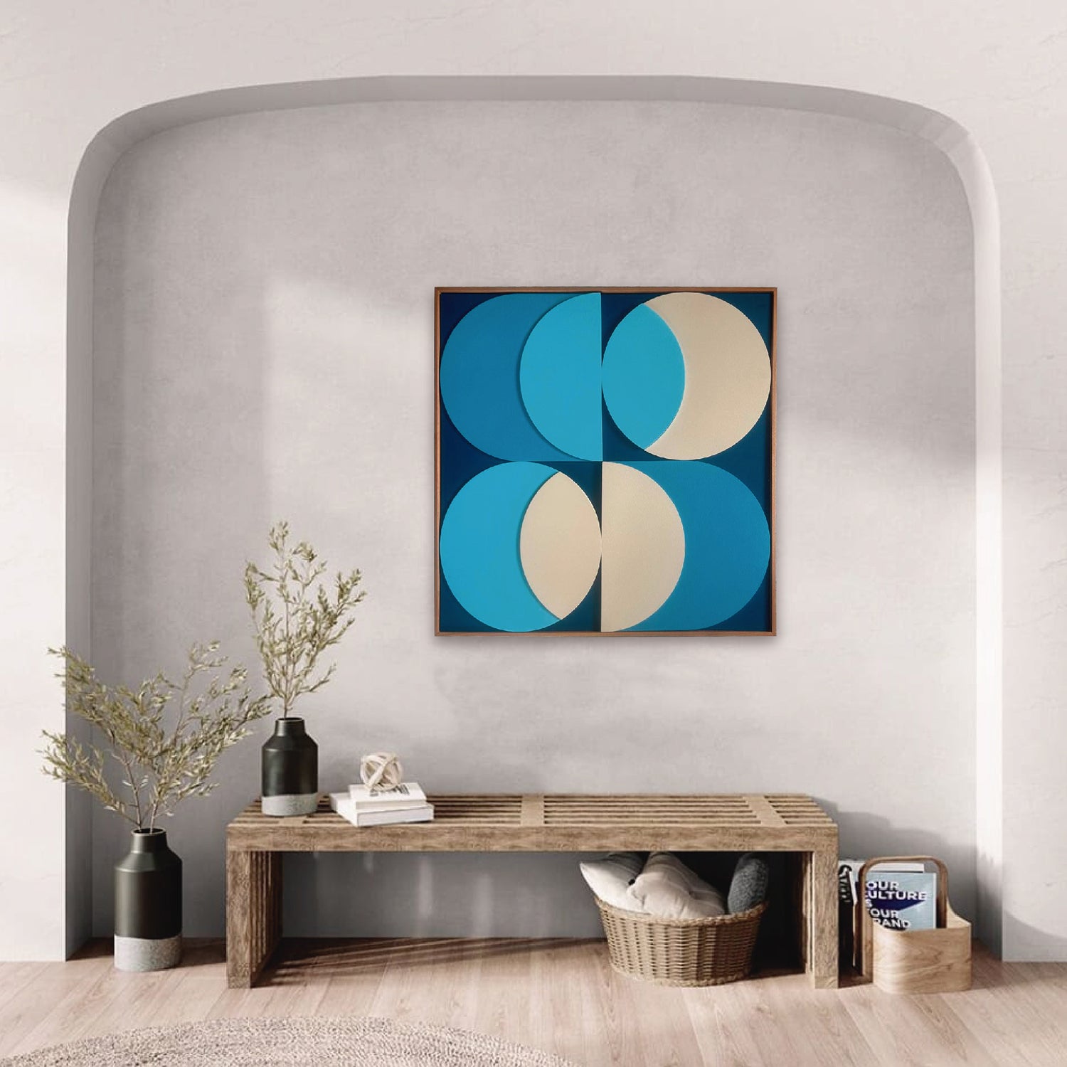 Cuadro  Azul Multi  Media Luna 70X70 Cm