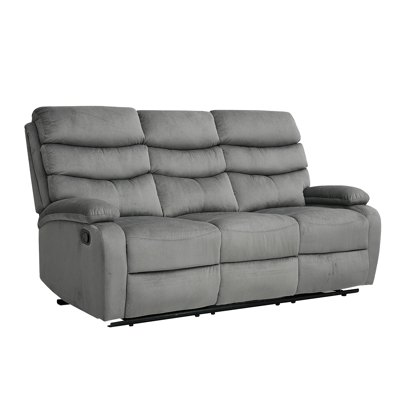 Sofá Reclinable 3 Puestos Foster Velvet Gris