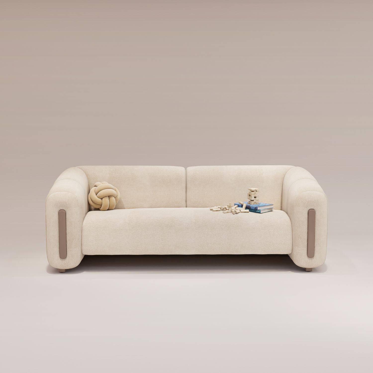 Sofá 3 Puestos Sienna Velvet Provenza Vainilla, Capuchino