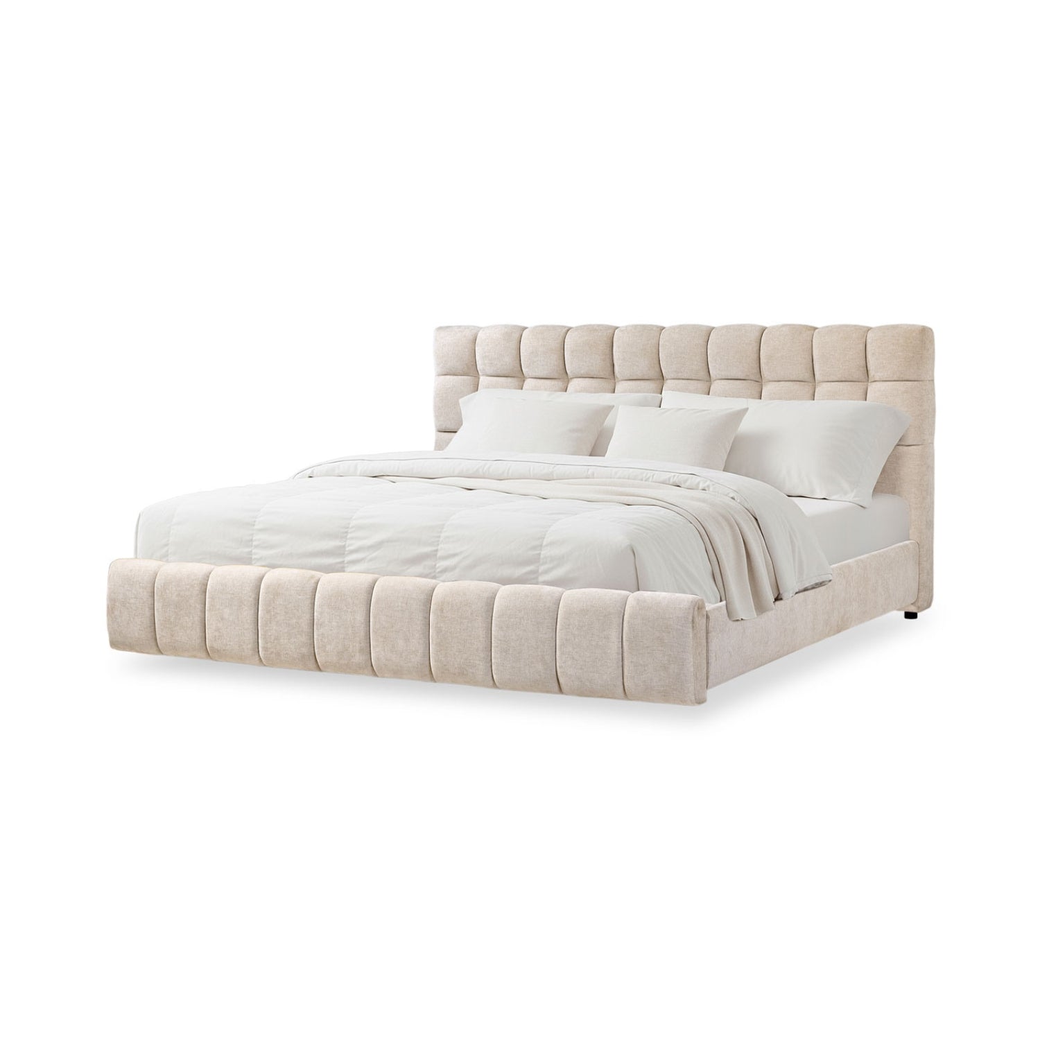 Cama Doble Oklam Microfibra Touch Almendra