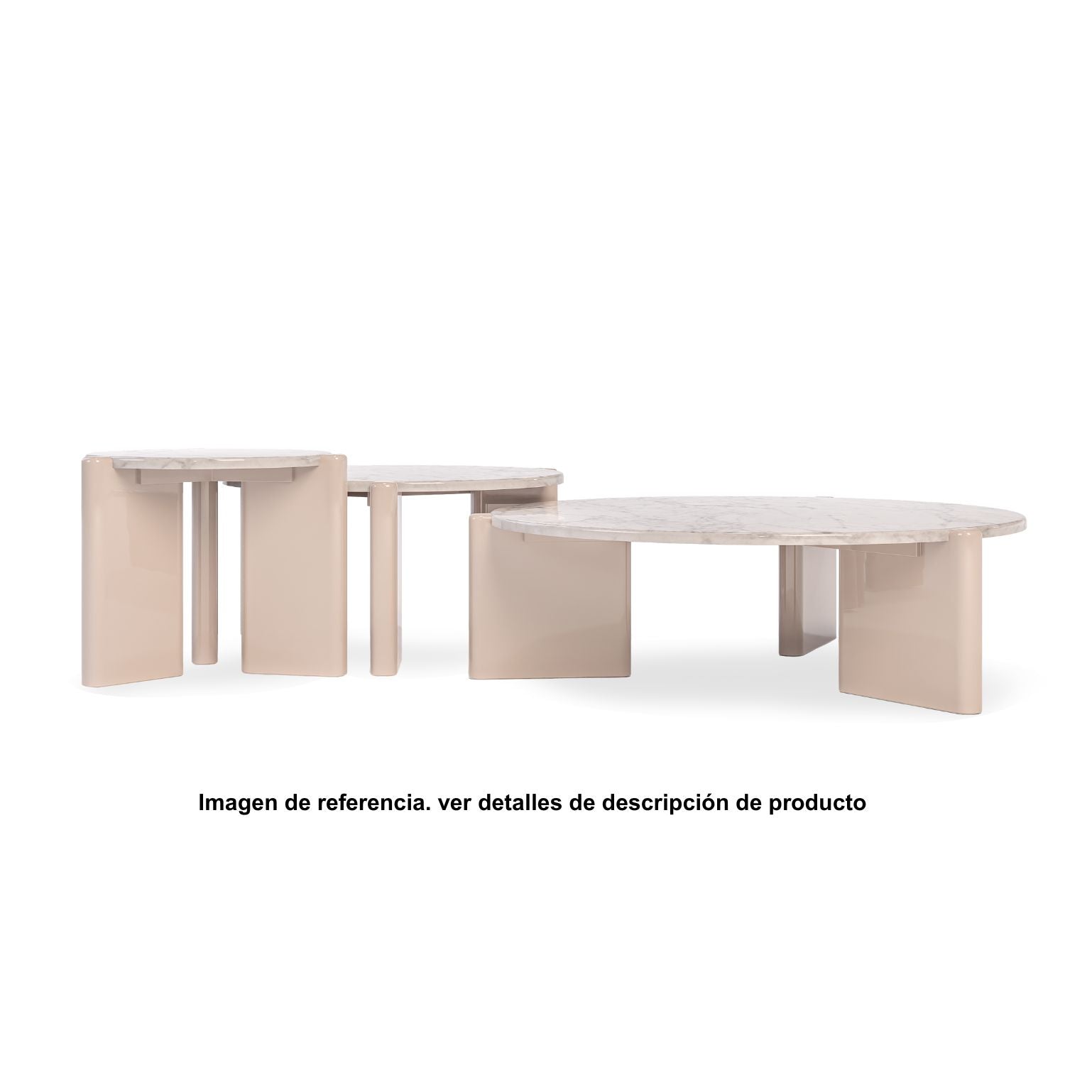 Mesa De Centro Oklam Redonda 60 Marmolado, Latte